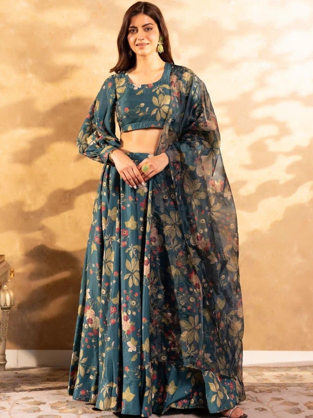 Kaizen TEXO FAB Semi stitched Lehenga Choli With Unstitched Blouse & Orgenza Dupatta - view 1