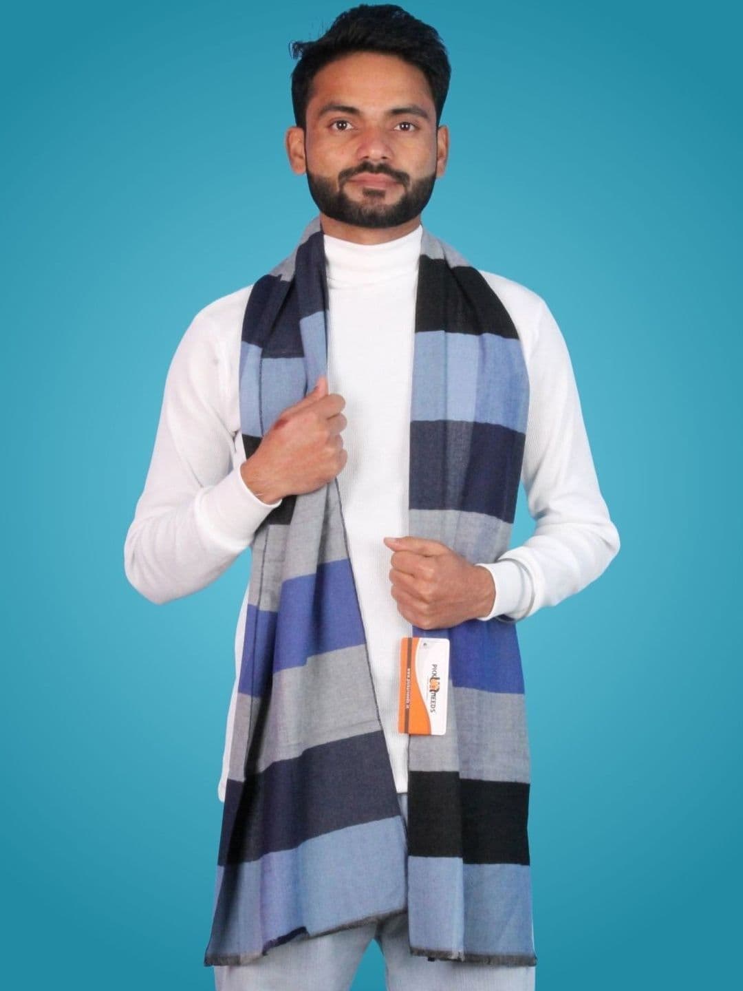 Pick Ur Needs Men Striped Merino Wool Mufflers - view 1