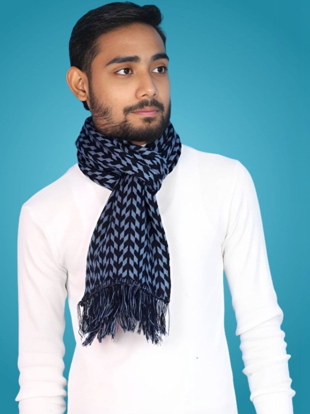 Pick Ur Needs Men Patterned Merino Wool Mufflers - view 1