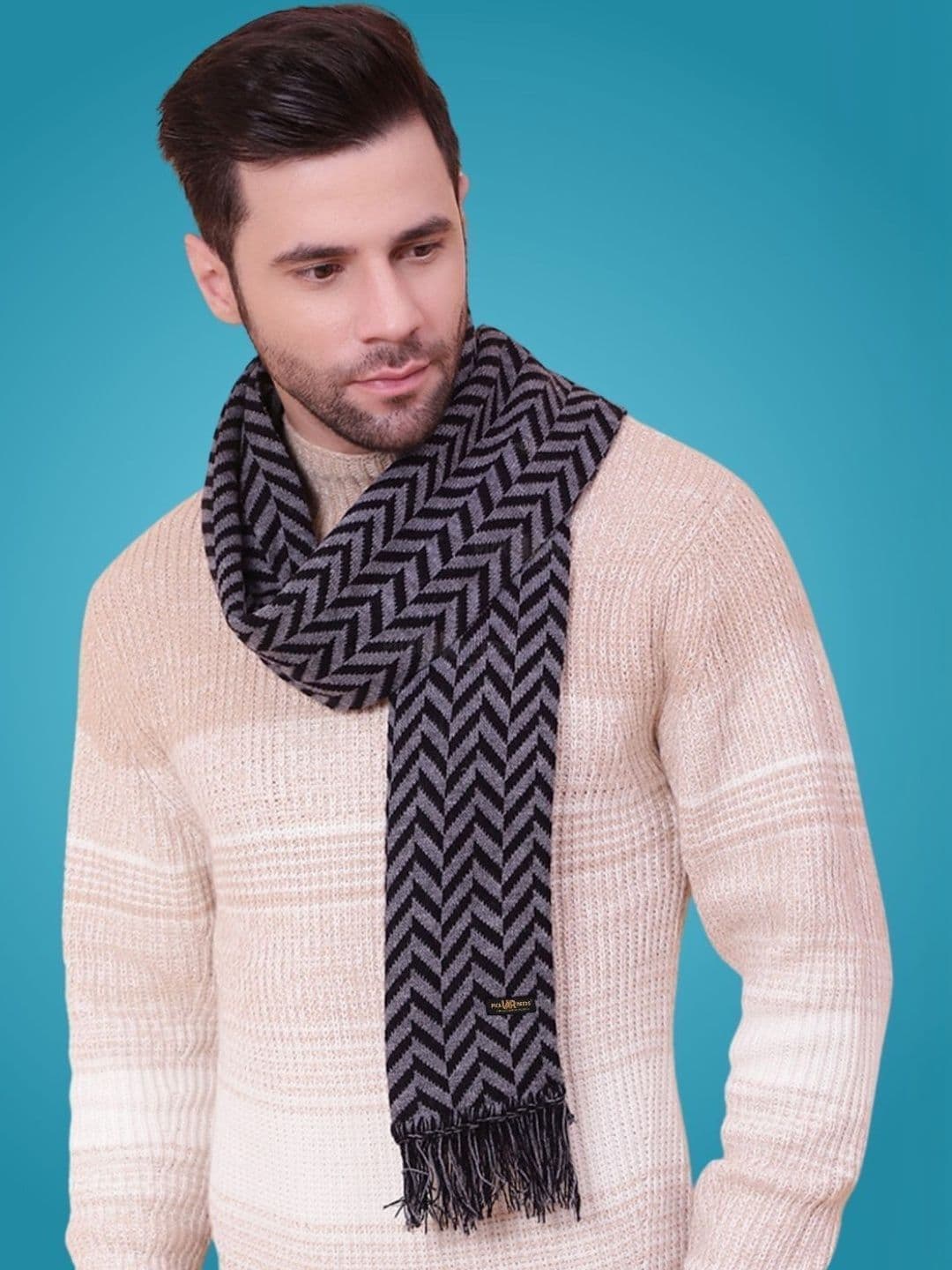 Pick Ur Needs Men Patterned Merino Wool Mufflers - view 1