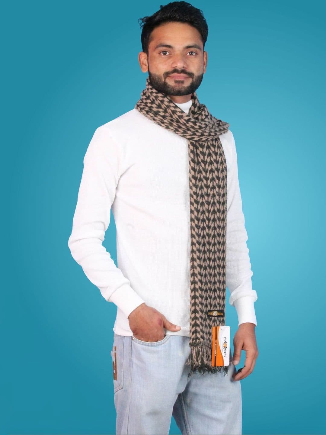Pick Ur Needs Men Patterned Merino Wool Mufflers - view 1