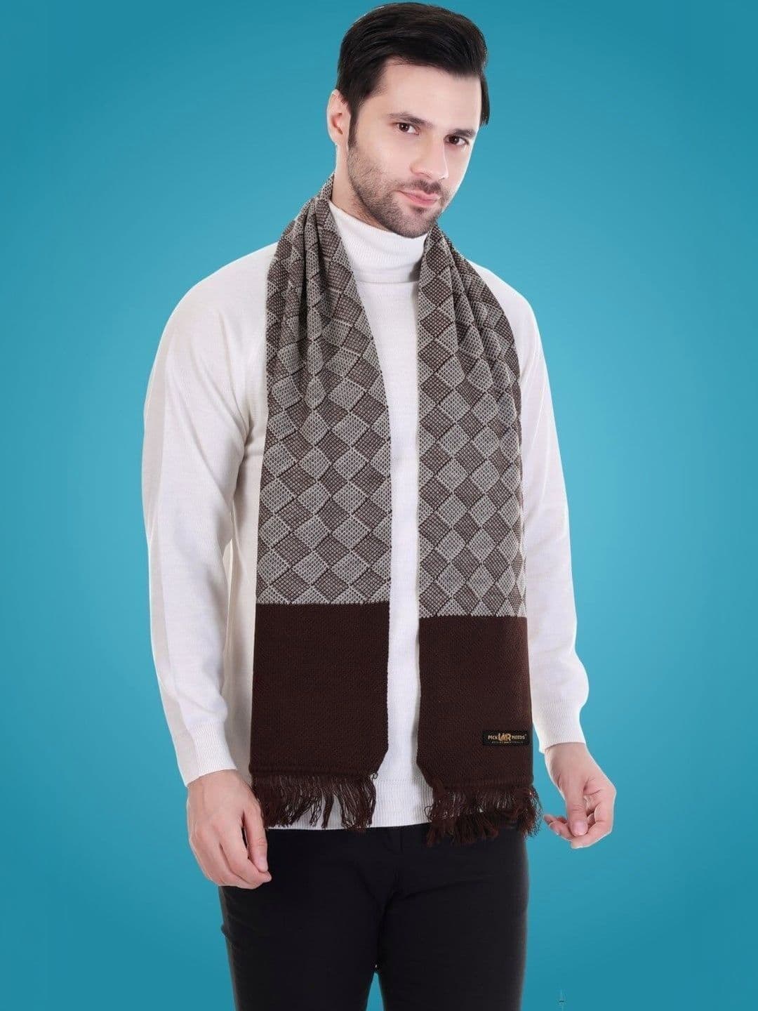 Pick Ur Needs Men Checked Merino Wool Mufflers - view 1