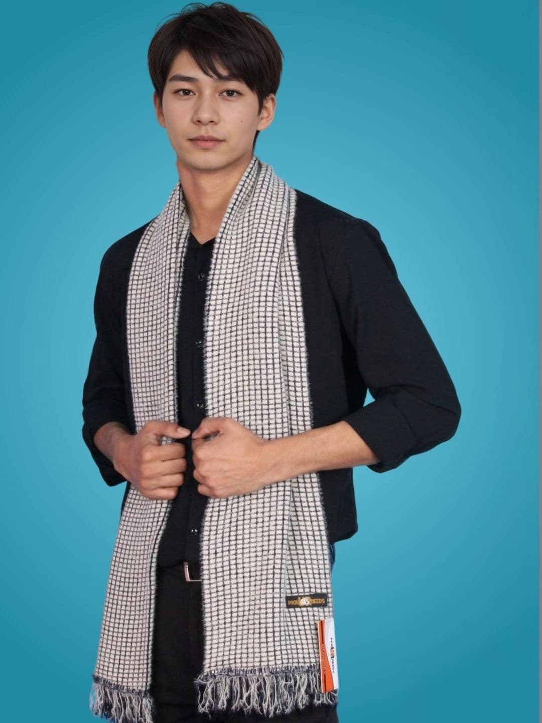 Pick Ur Needs Men Checked Merino Wool Mufflers - view 1