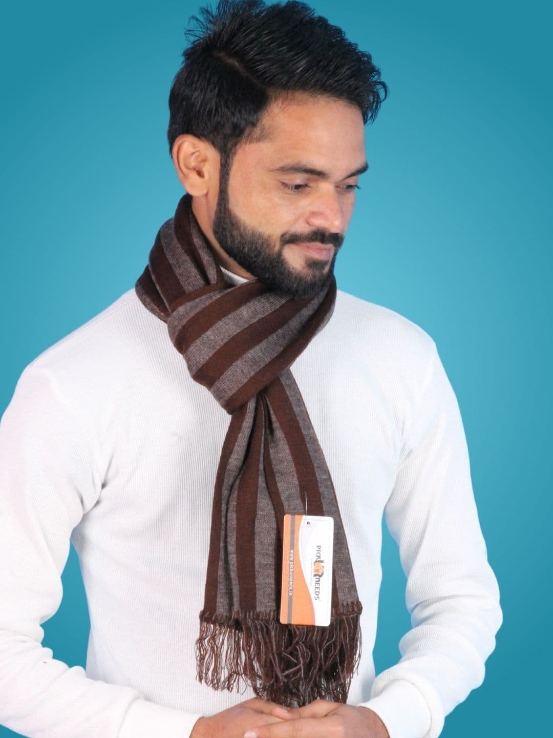 Pick Ur Needs Men Striped Merino Wool Mufflers - view 1