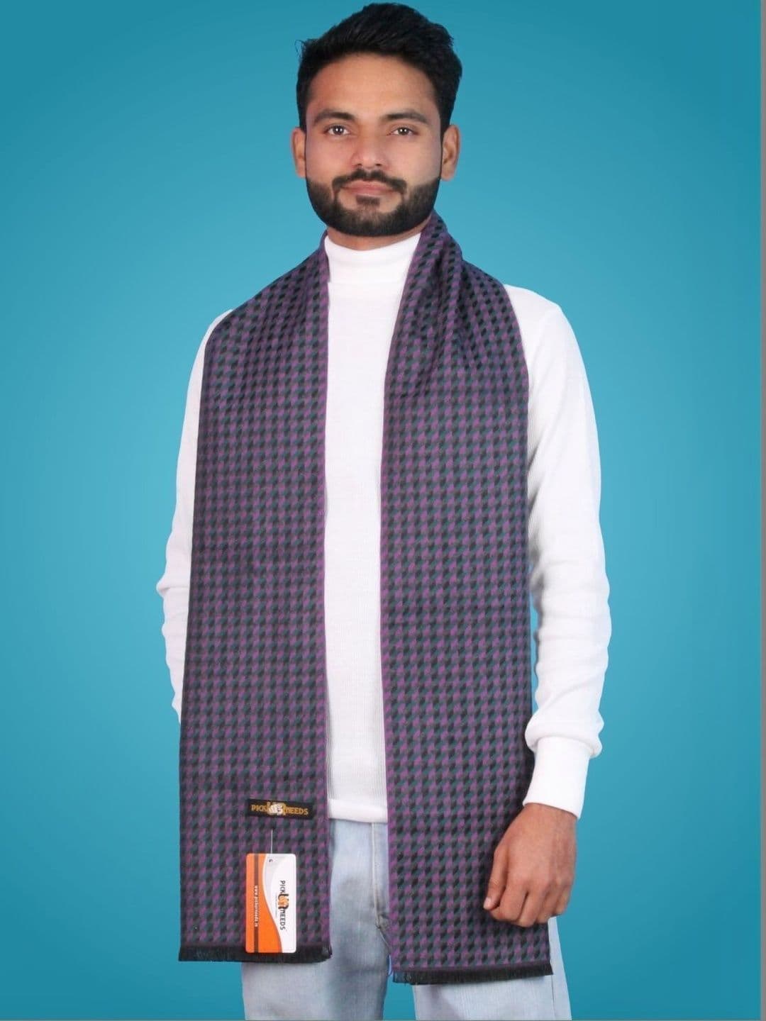 Pick Ur Needs Men Checked Merino Wool Mufflers - view 1
