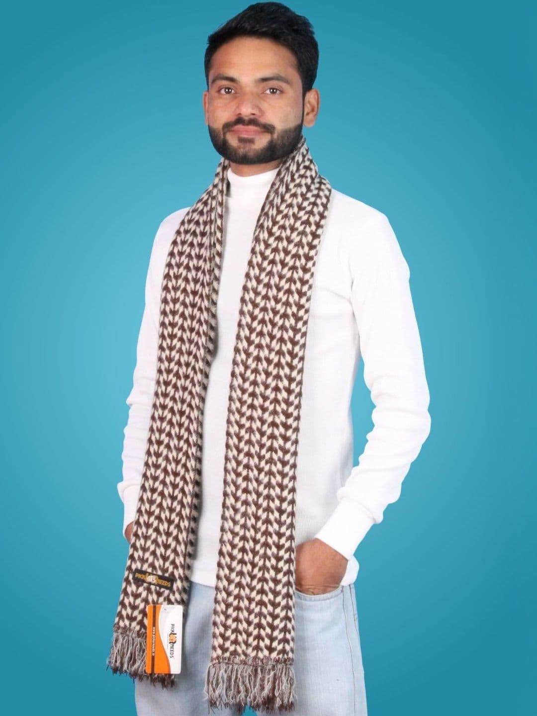 Pick Ur Needs Men Patterned Merino Wool Mufflers - view 1