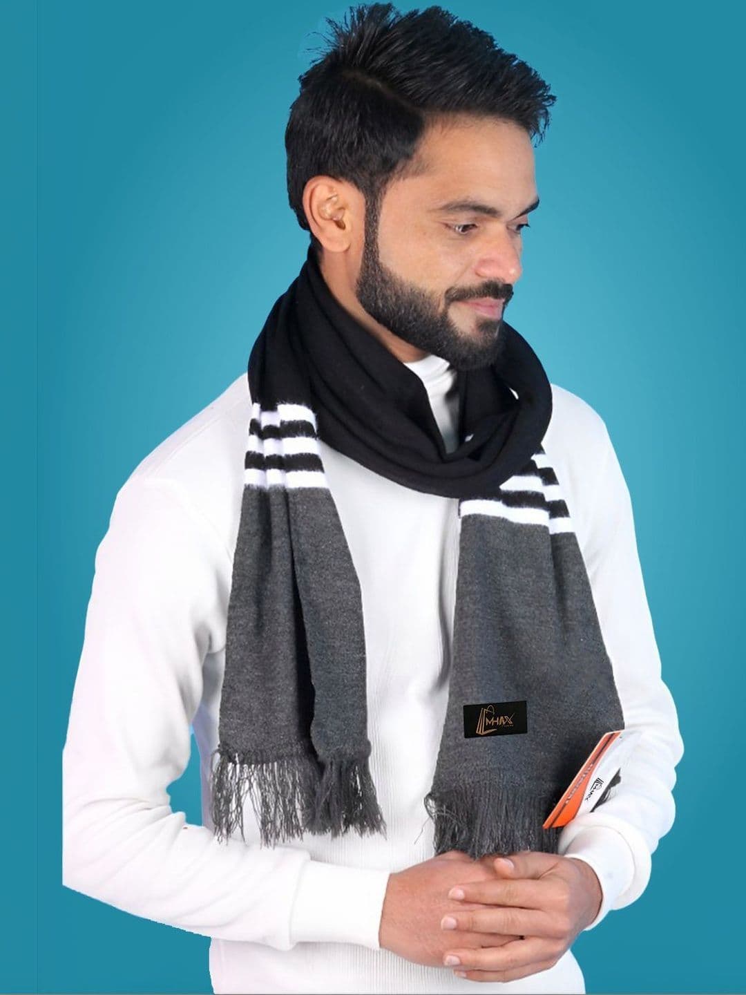 Pick Ur Needs Men Striped Merino Wool Mufflers - view 1