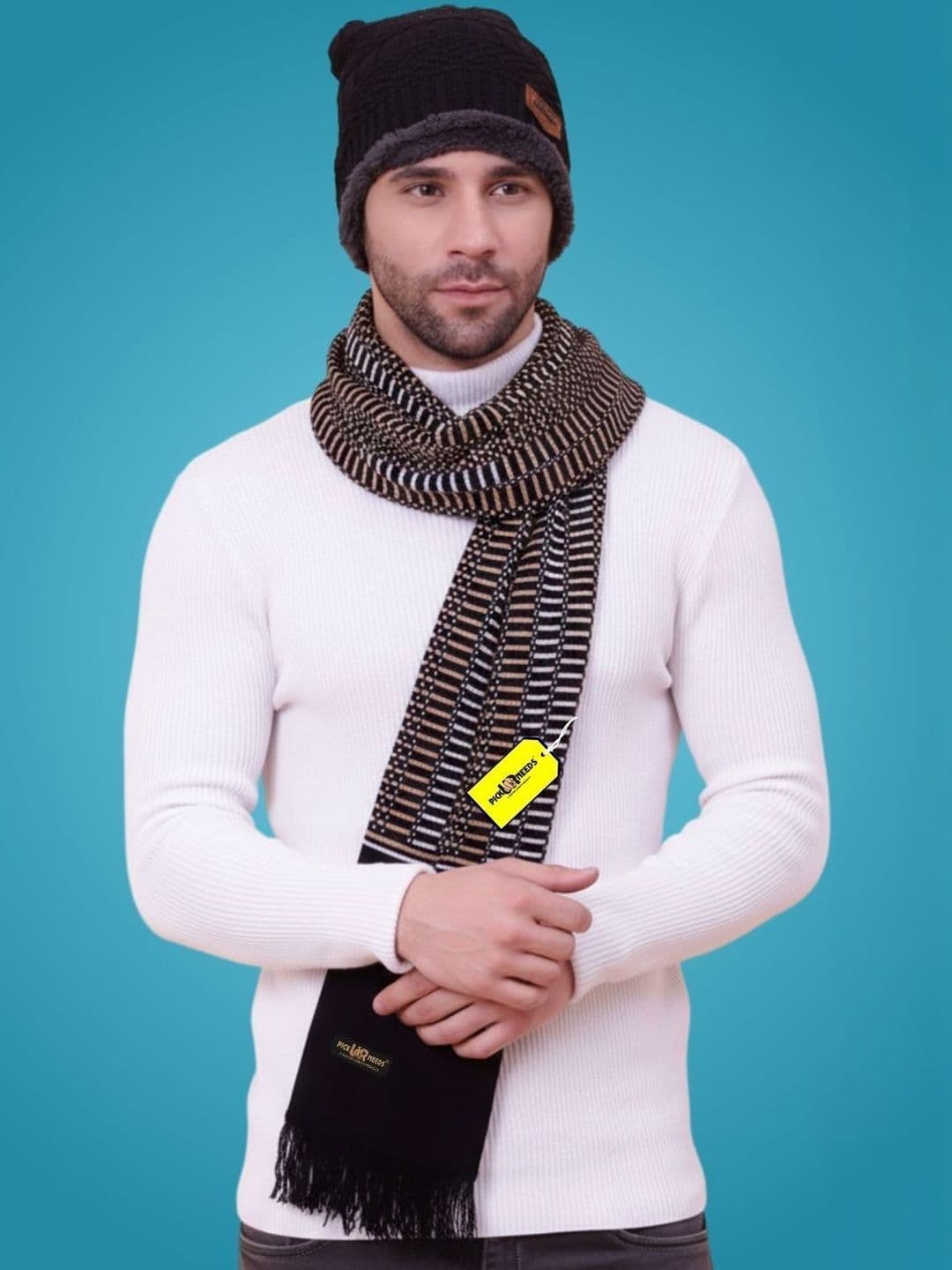 Pick Ur Needs Men Striped Merino Wool Mufflers - view 1