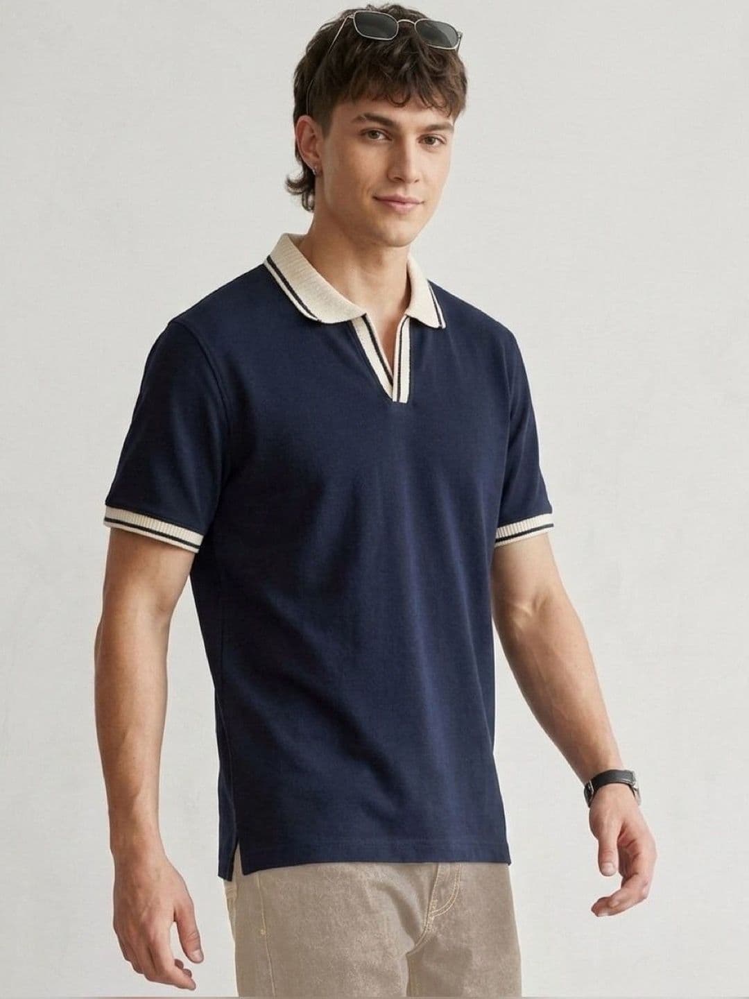 STEVE STATUS Men Polo Collar T-shirt