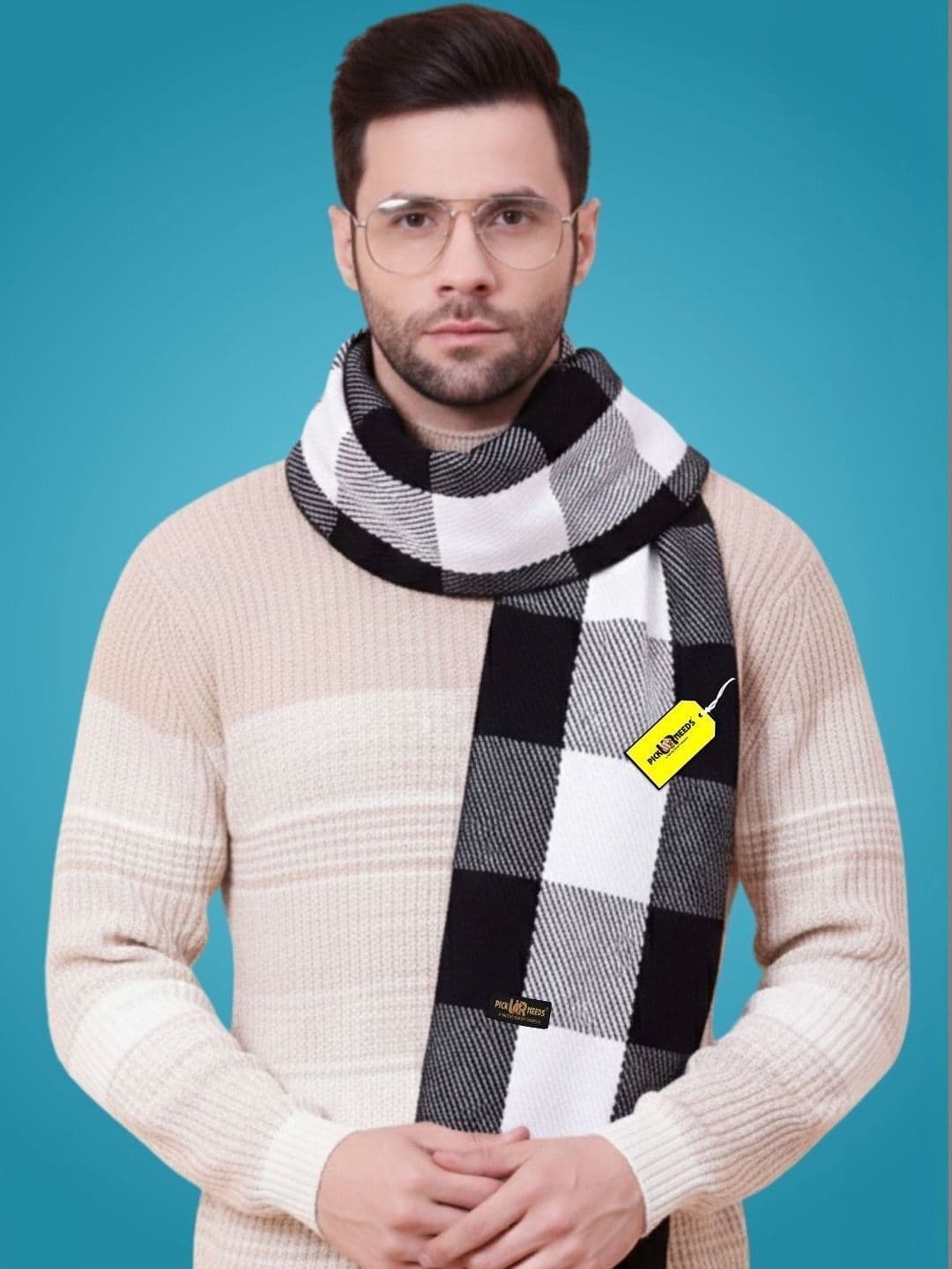 Pick Ur Needs Men Checked Merino Wool Mufflers - view 1