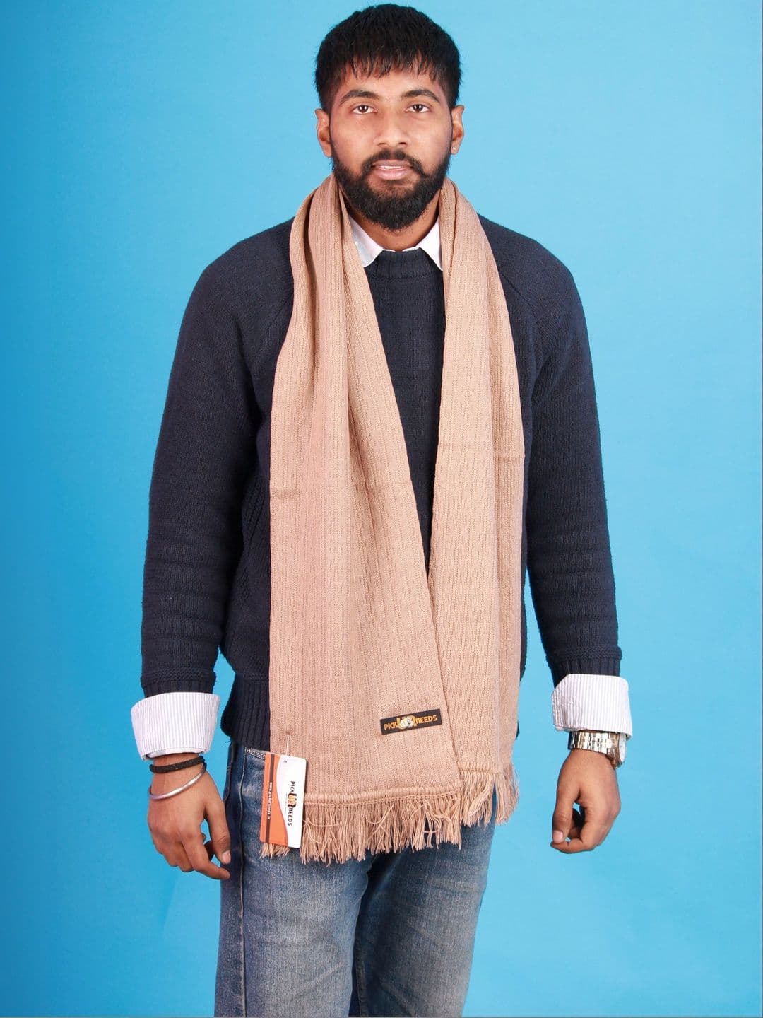 Pick Ur Needs Men Ribbed Merino Wool Mufflers - view 1