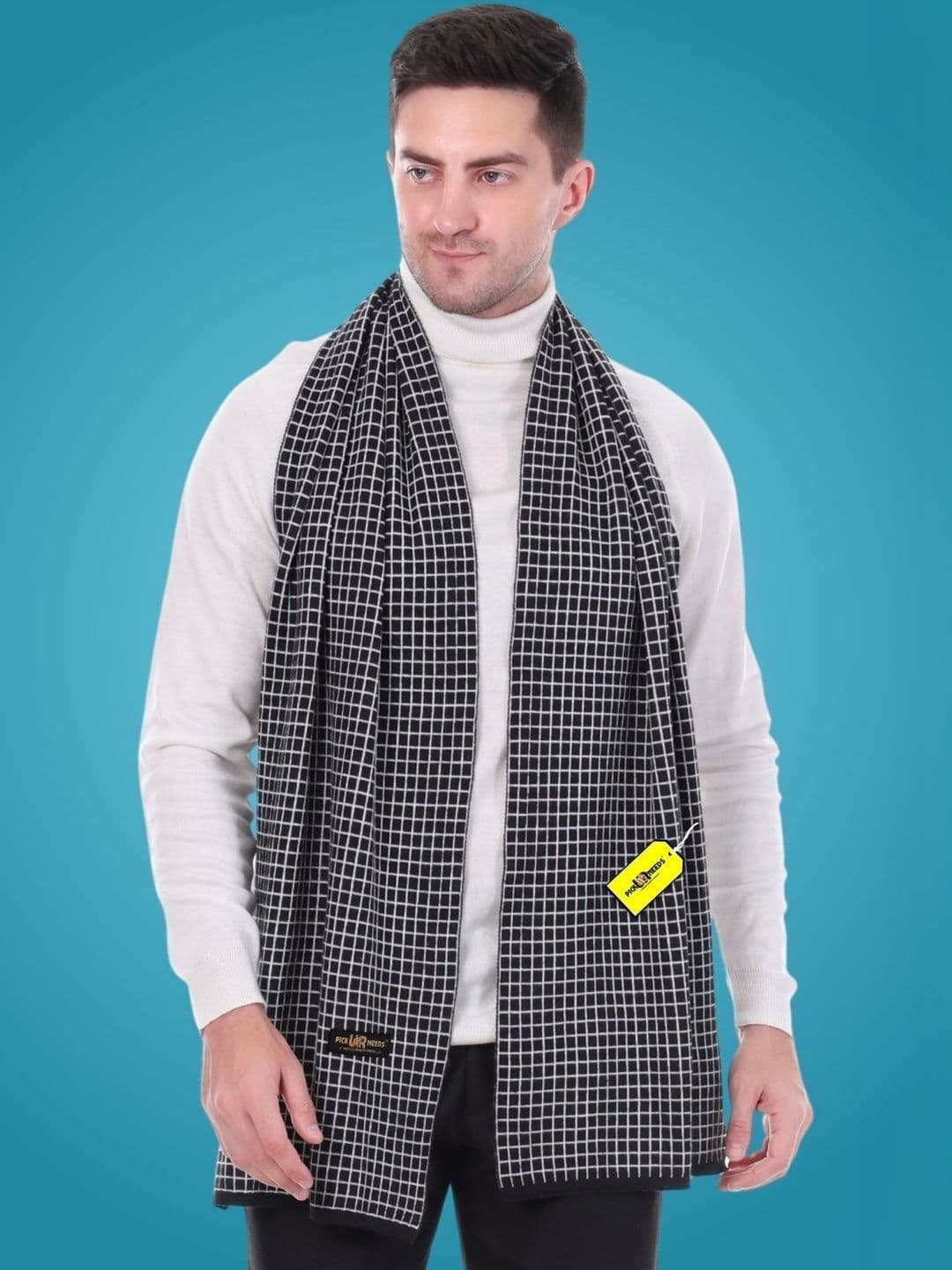 Pick Ur Needs Men Checked Merino Wool Mufflers - view 1