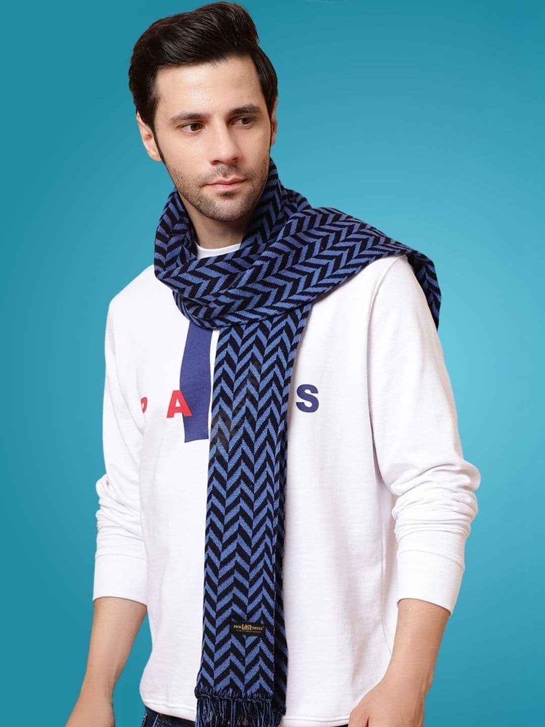 Pick Ur Needs Men Patterned Merino Wool Mufflers - view 1