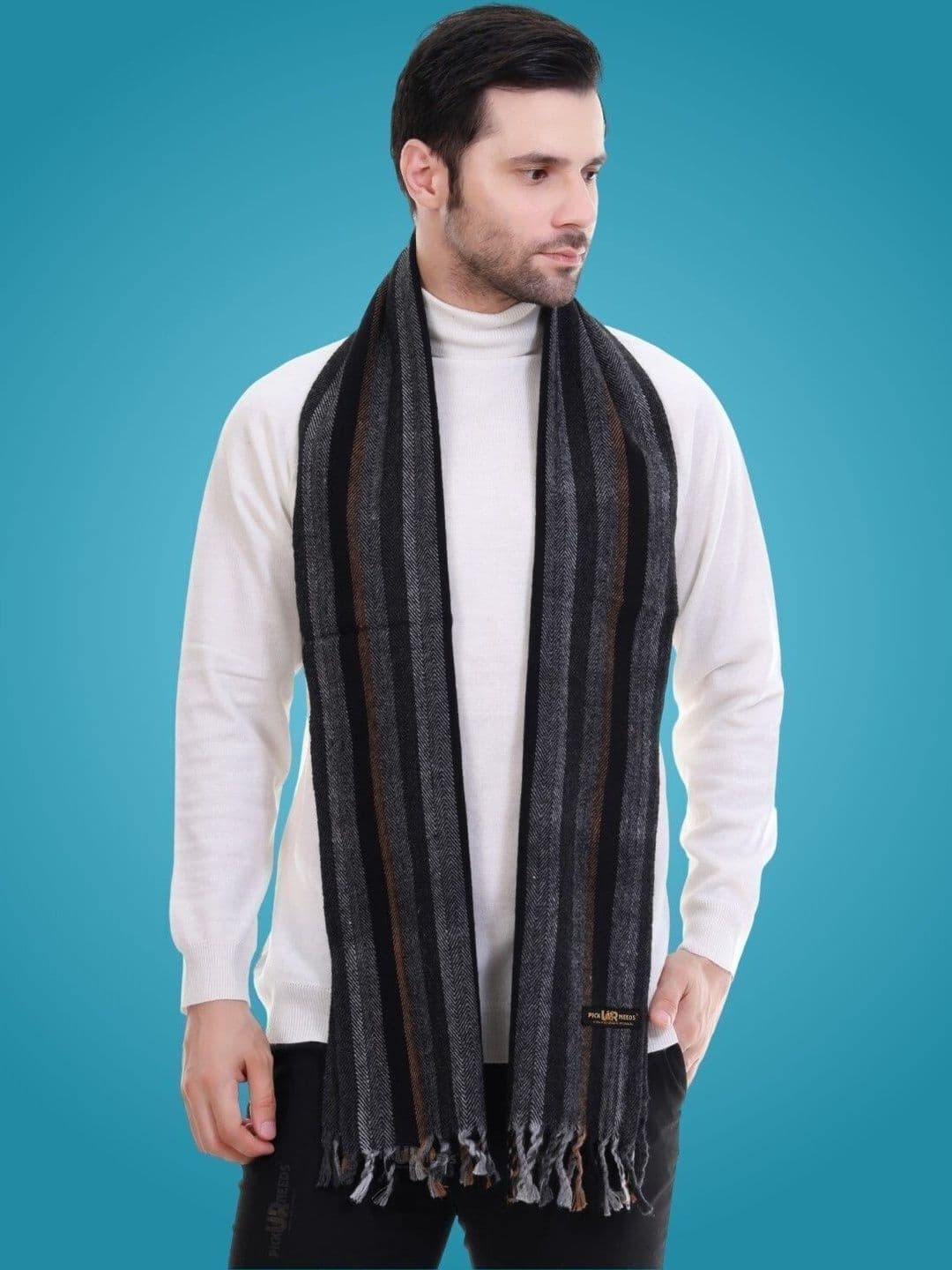 Pick Ur Needs Men Striped Merino Wool Mufflers - view 1