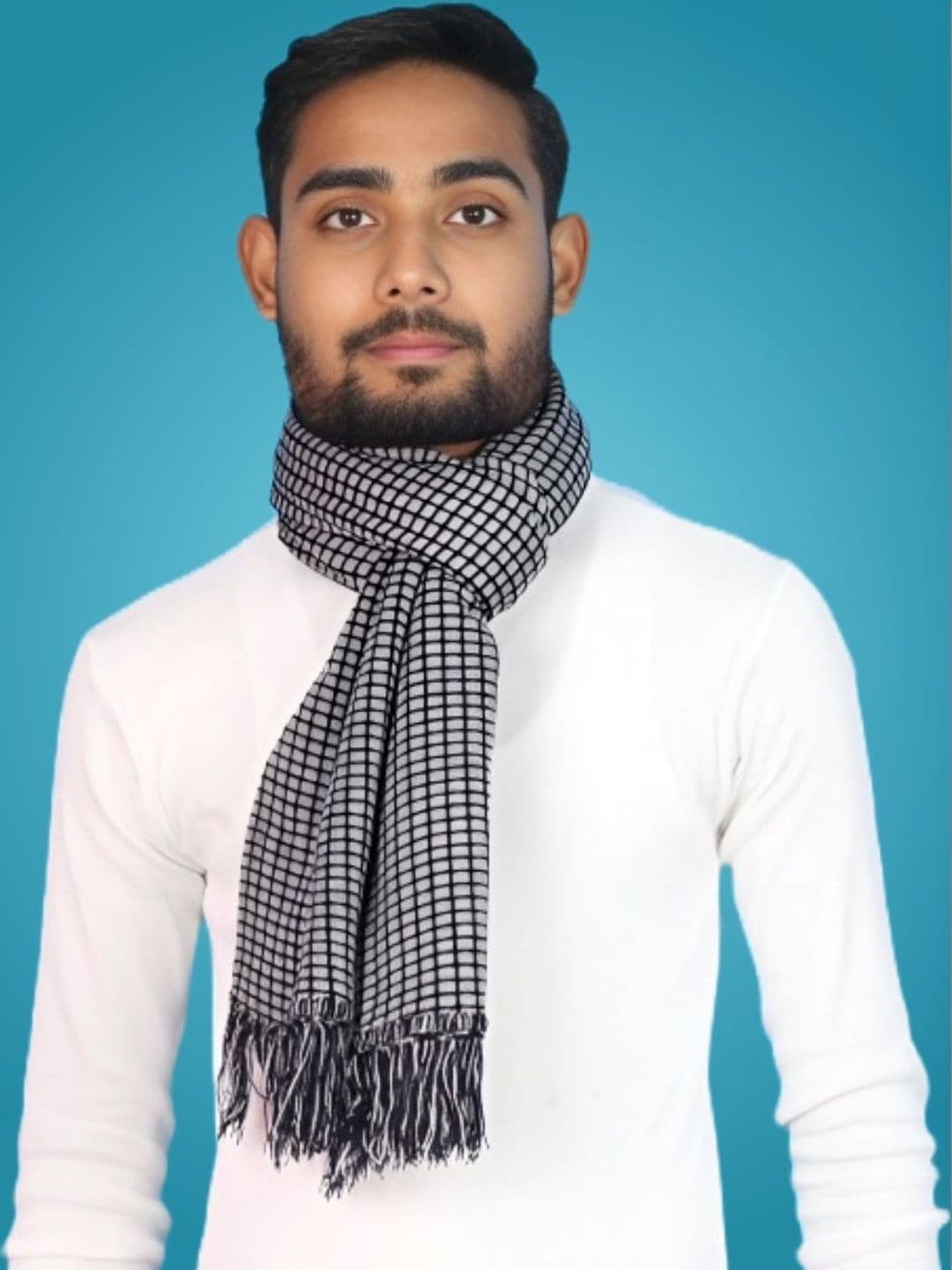 Pick Ur Needs Men Checked Merino Wool Mufflers - view 1