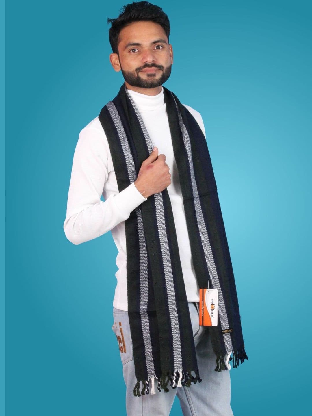 Pick Ur Needs Men Striped Merino Wool Mufflers - view 1
