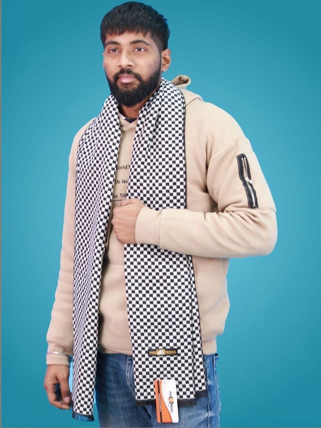 Pick Ur Needs Men Checked Merino Wool Mufflers - view 1