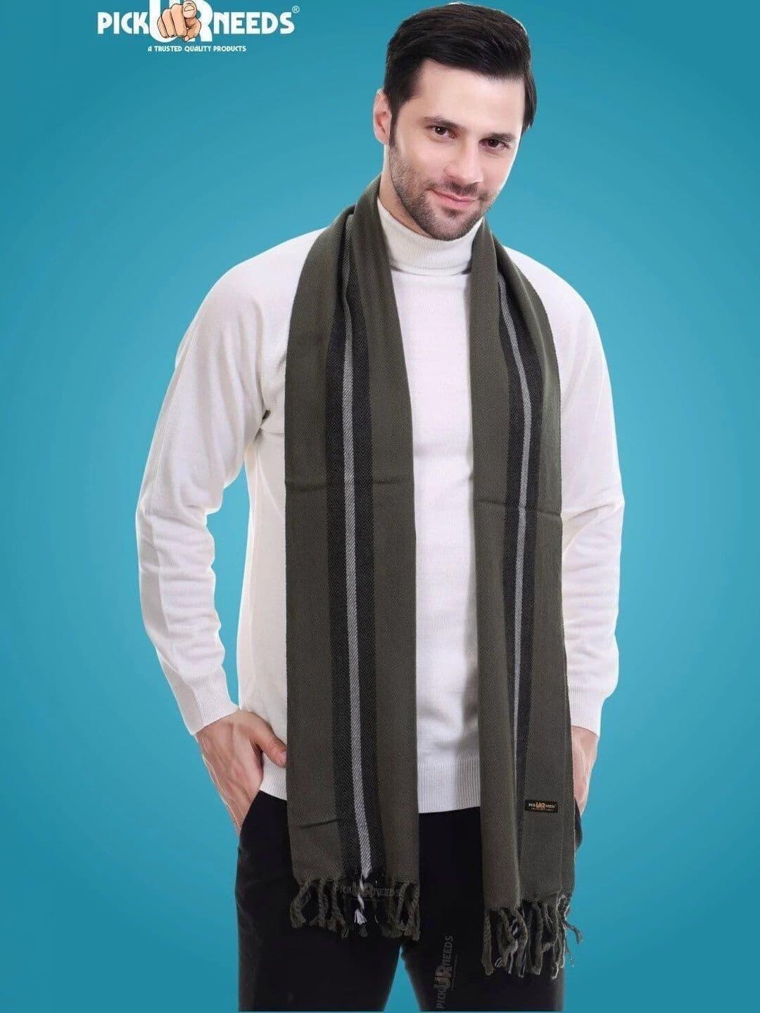 Pick Ur Needs Men Striped Merino Wool Mufflers - view 1