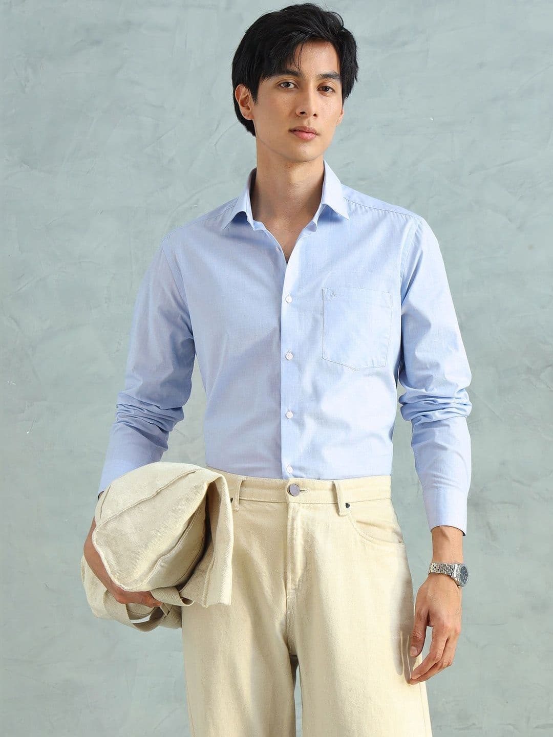 Arrow New York Self Design Manhattan Slim Fit Pure Cotton Casual Shirt - view 1