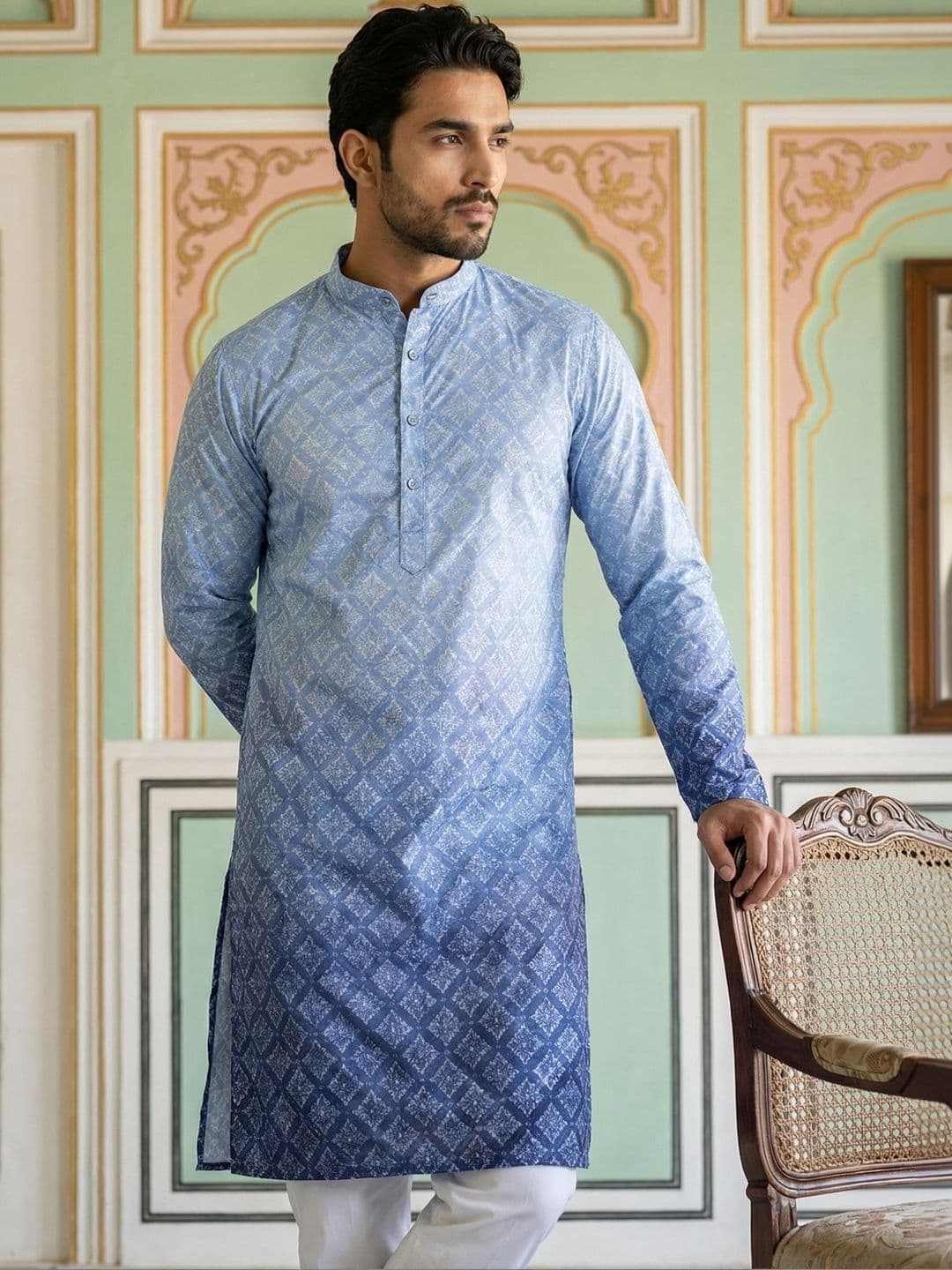 Jompers Men Geometric Printed Kurta - view 1