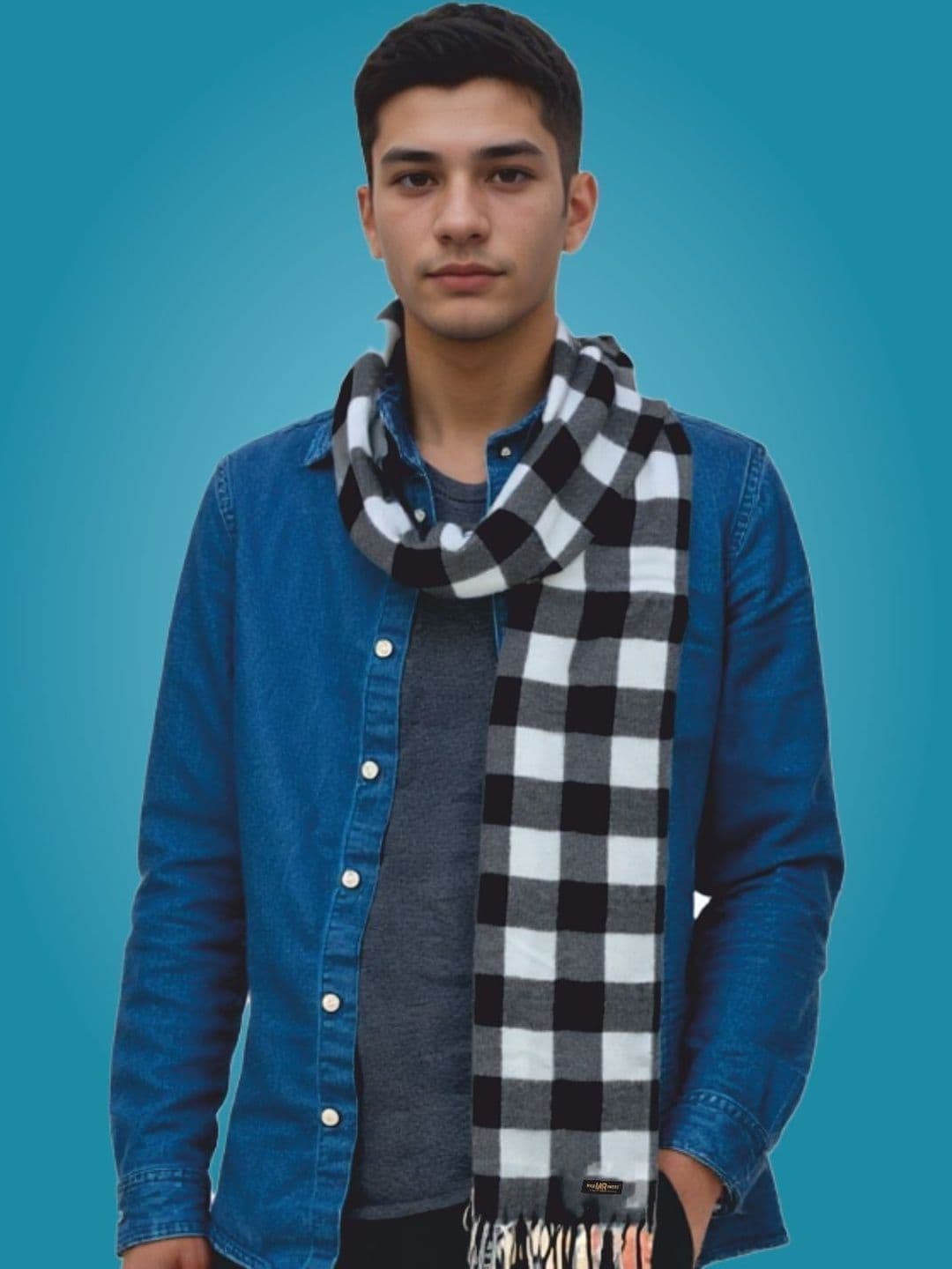 Pick Ur Needs Men Checked Merino Wool Mufflers - view 1