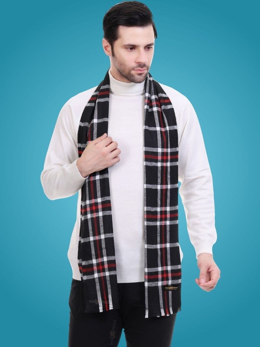 Pick Ur Needs Men Checked Merino Wool Mufflers - view 1