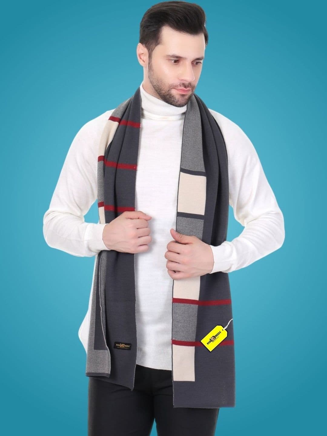Pick Ur Needs Men Checked Merino Wool Mufflers - view 1