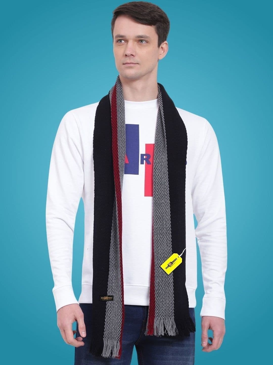 Pick Ur Needs Men Patterned Merino Wool Mufflers - view 1