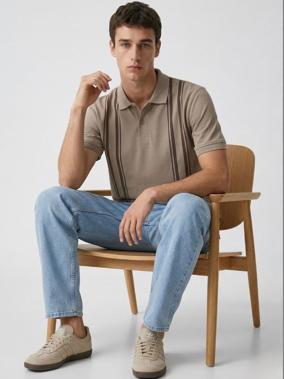 glitchez Men Striped Polo Collar T-shirt - view 1