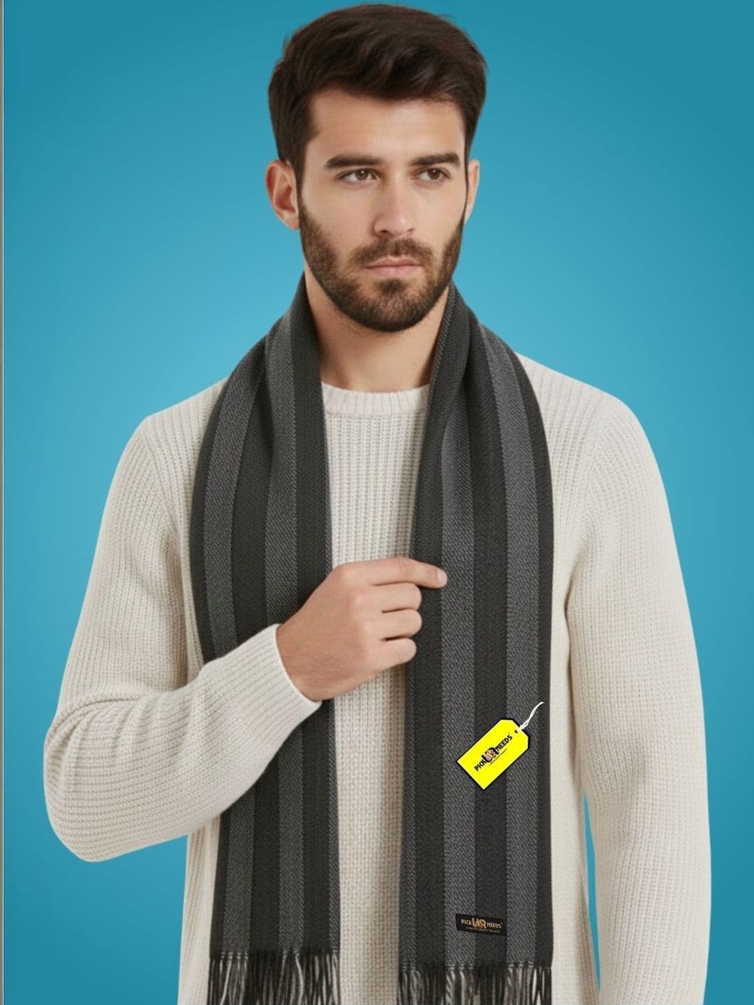 Pick Ur Needs Men Striped Merino Wool Mufflers - view 1