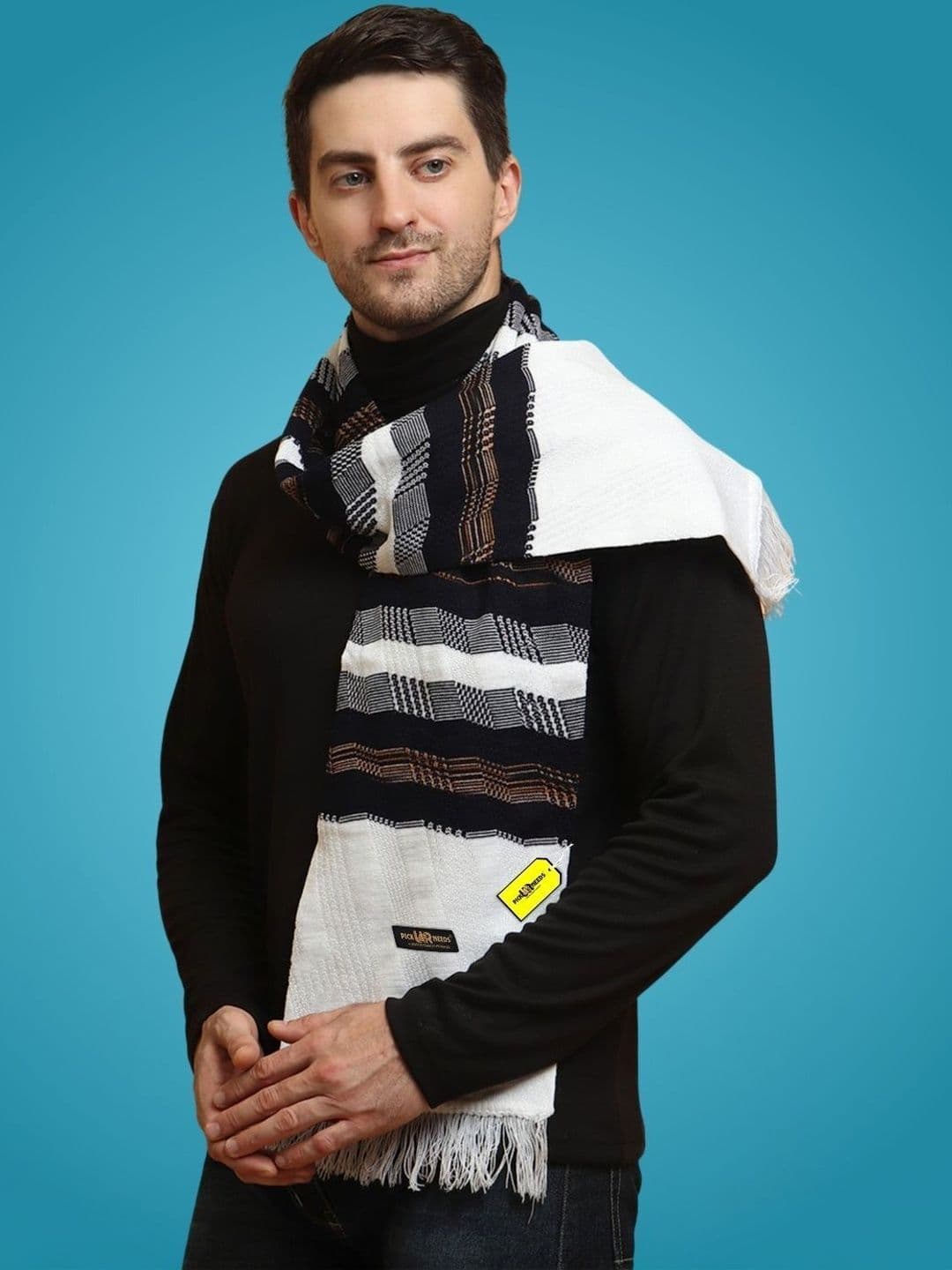 Pick Ur Needs Men Patterned Merino Wool Mufflers - view 1