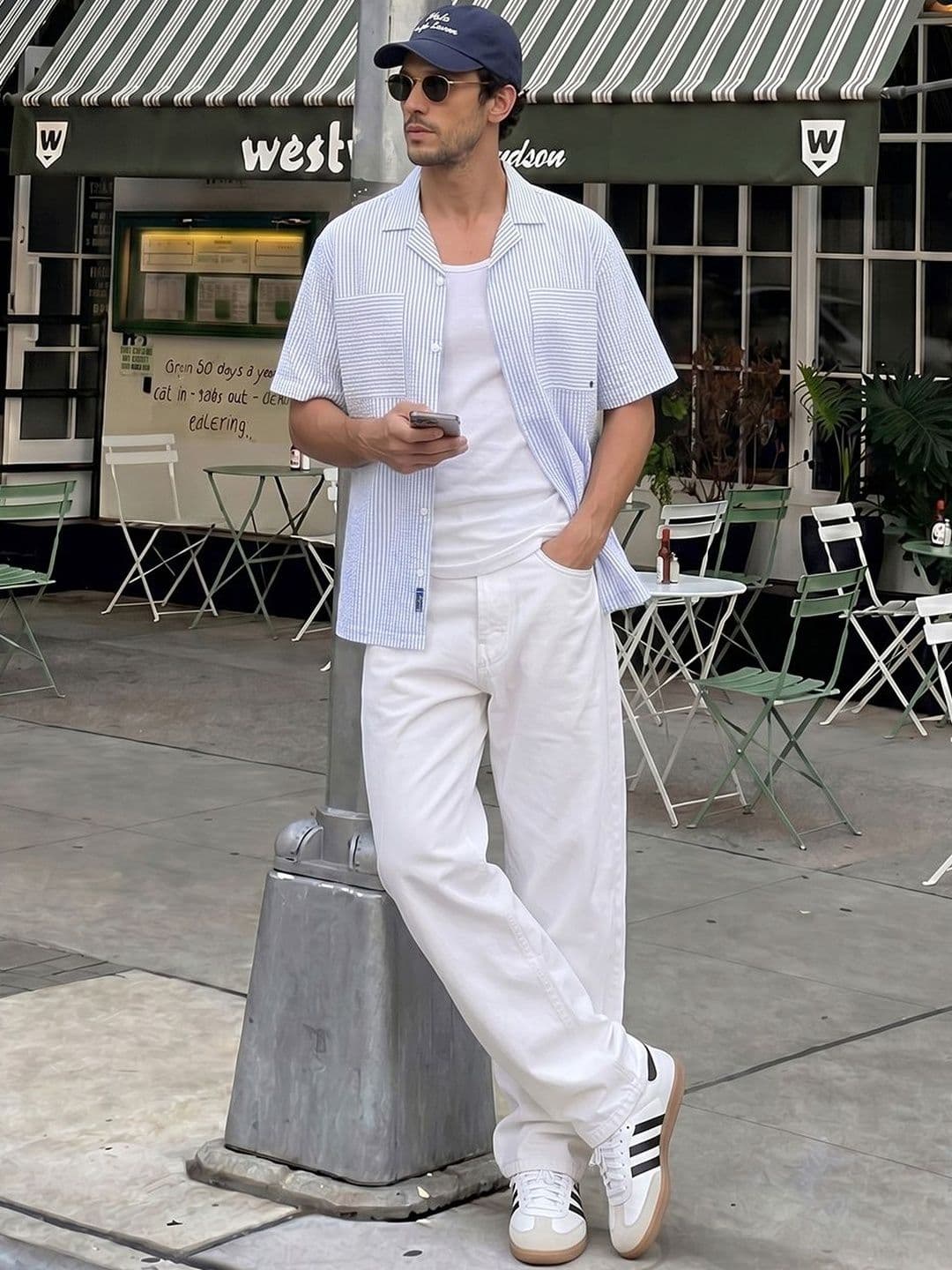 Dennis Lingo Boxy Fit Seersucker Half Sleeves Camp Collar Shirt - view 1