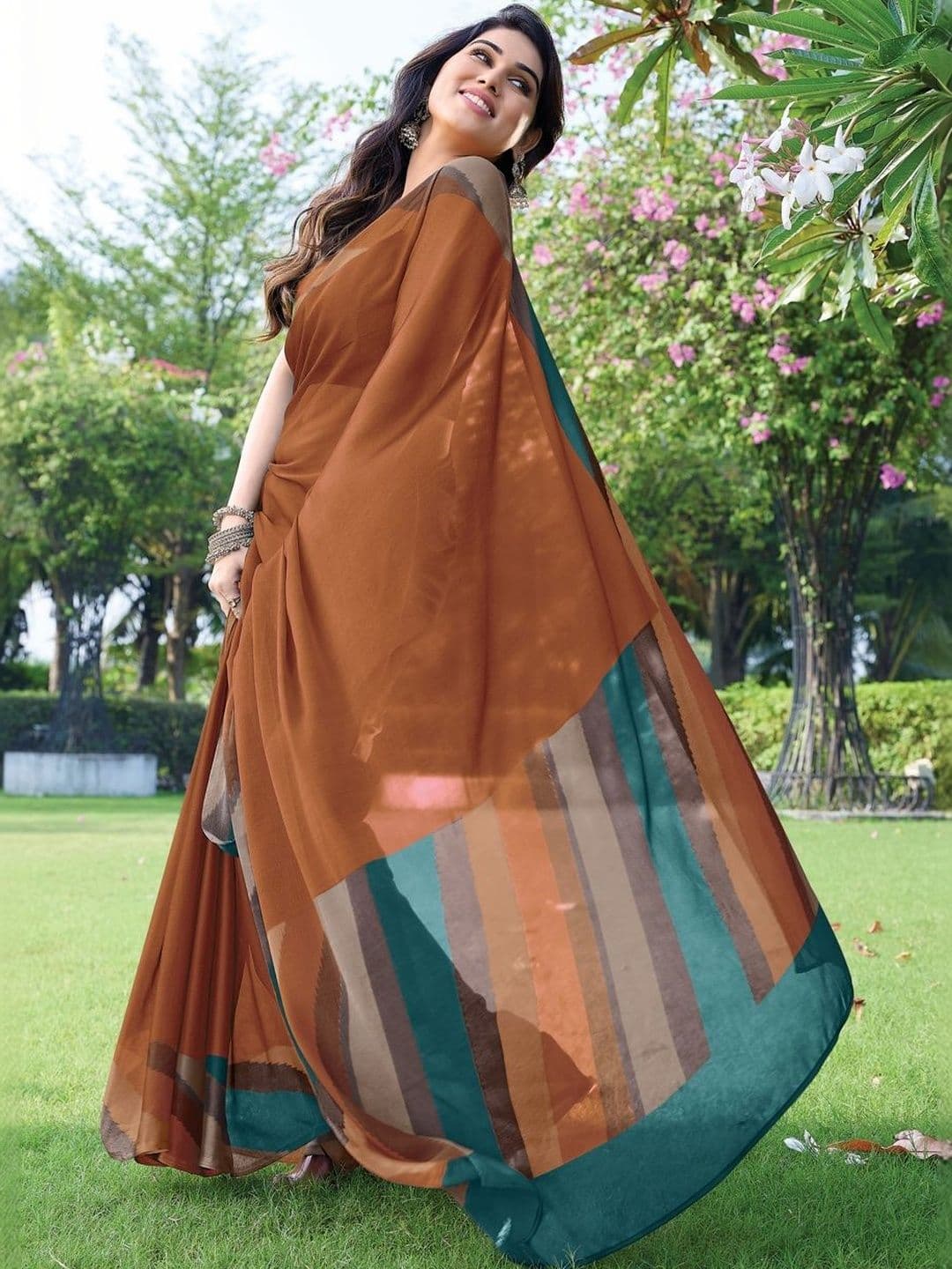 KALINI Poly Chiffon Leheriya Saree - view 1