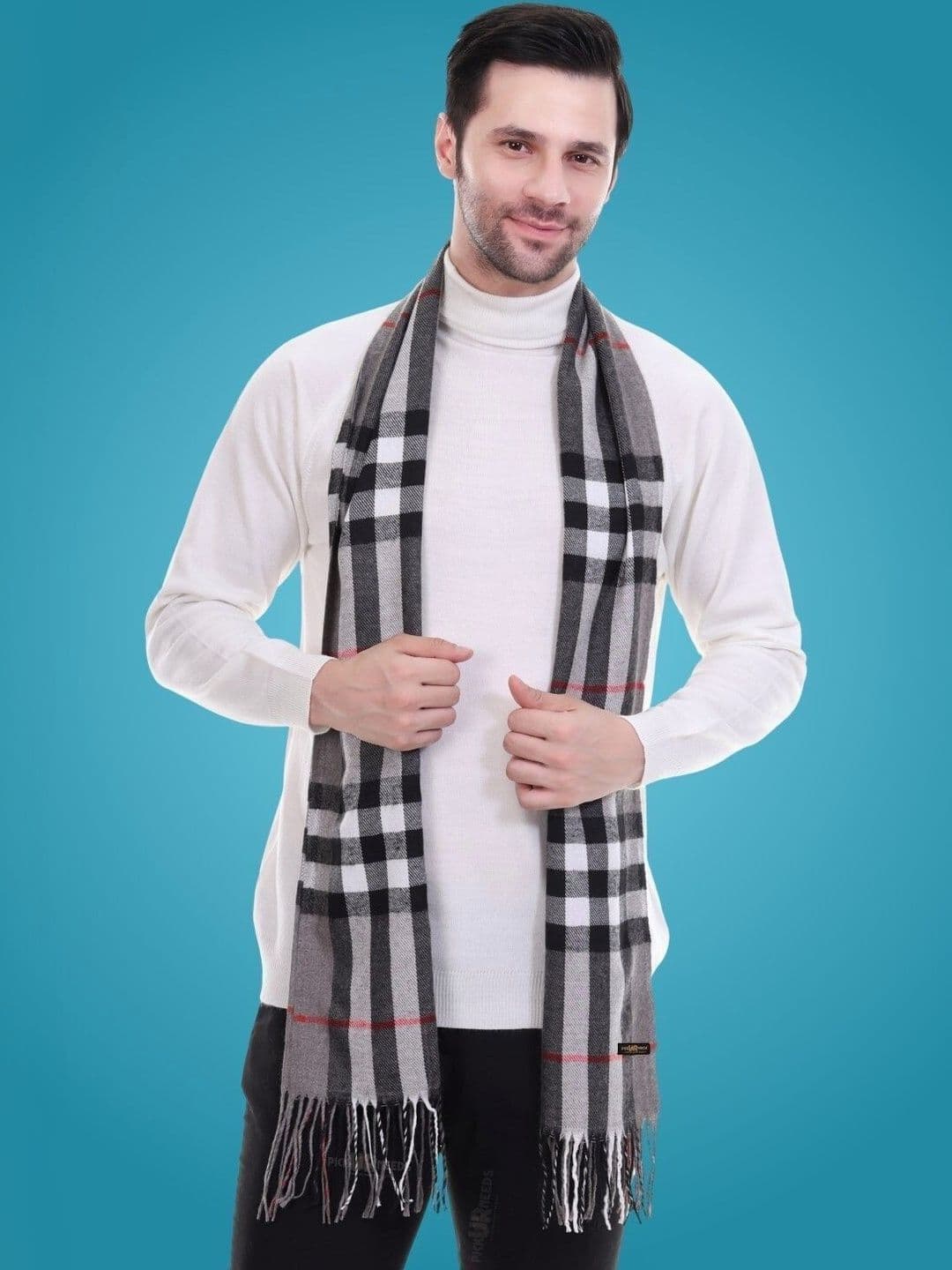Pick Ur Needs Men Checked Merino Wool Mufflers - view 1
