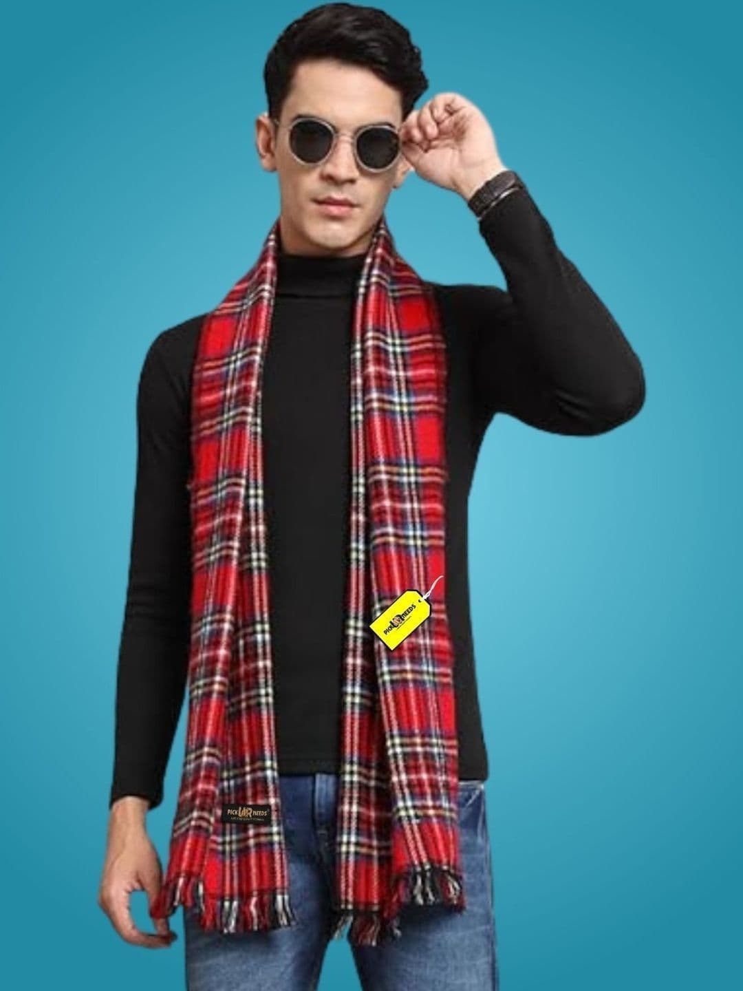 Pick Ur Needs Men Checked Merino Wool Mufflers - view 1