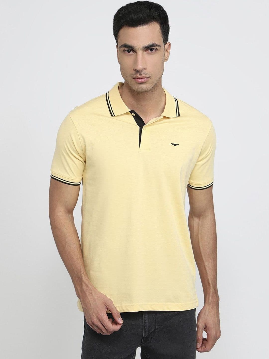 Park Avenue Men Brand Logo Polo Collar Pure Cotton Slim Fit T-shirt - view 1