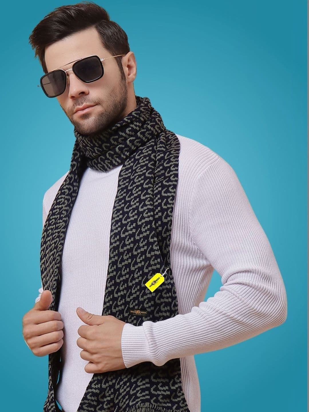 Pick Ur Needs Men Patterned Merino Wool Mufflers - view 1
