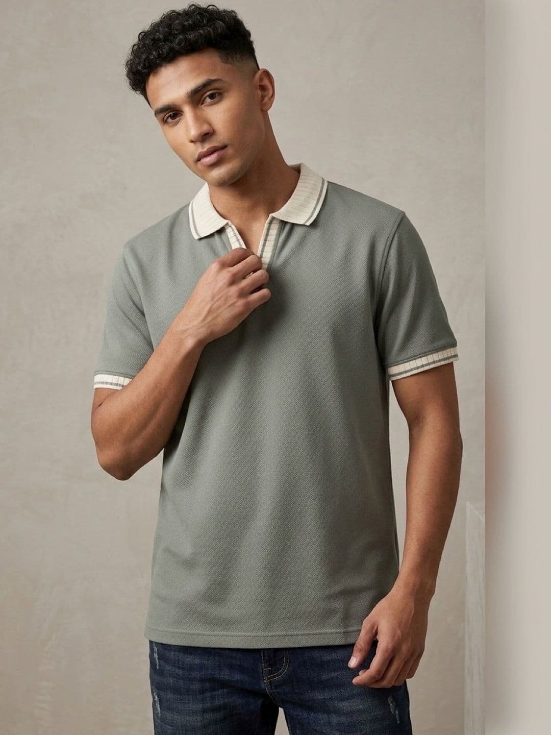 STEVE STATUS Men Polo Collar T-shirt - view 1