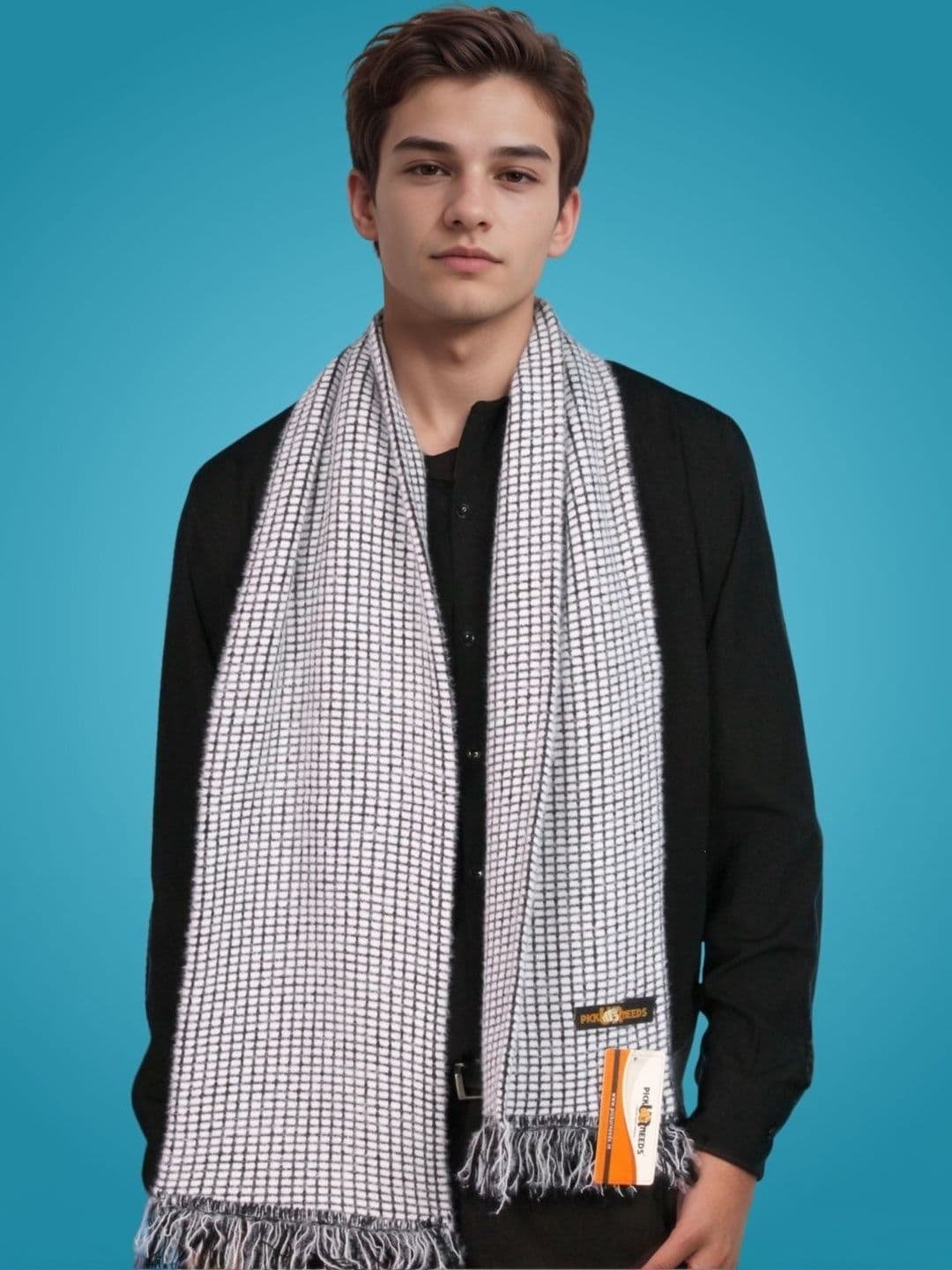Pick Ur Needs Men Checked Merino Wool Mufflers - view 1