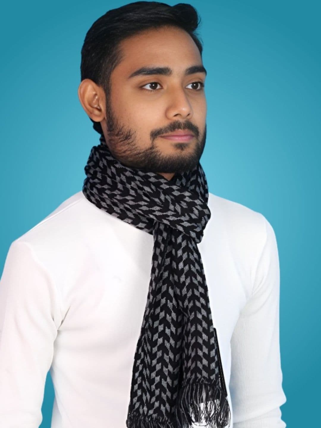 Pick Ur Needs Men Patterned Merino Wool Mufflers - view 1