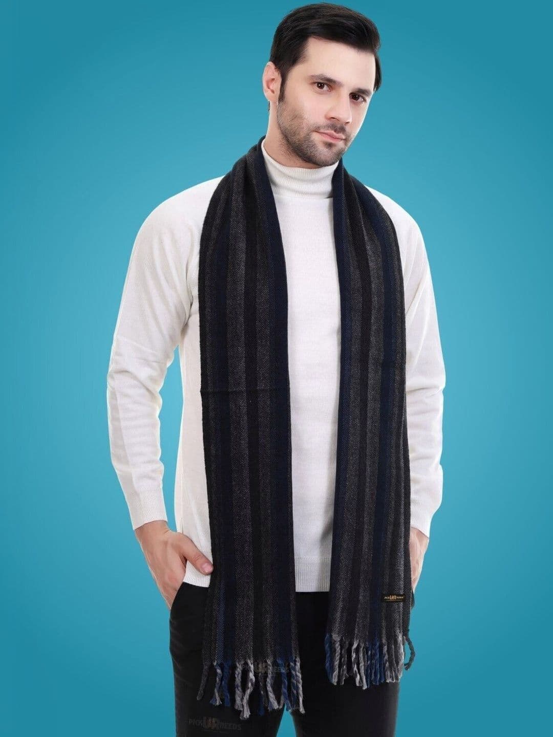 Pick Ur Needs Men Striped Merino Wool Mufflers - view 1