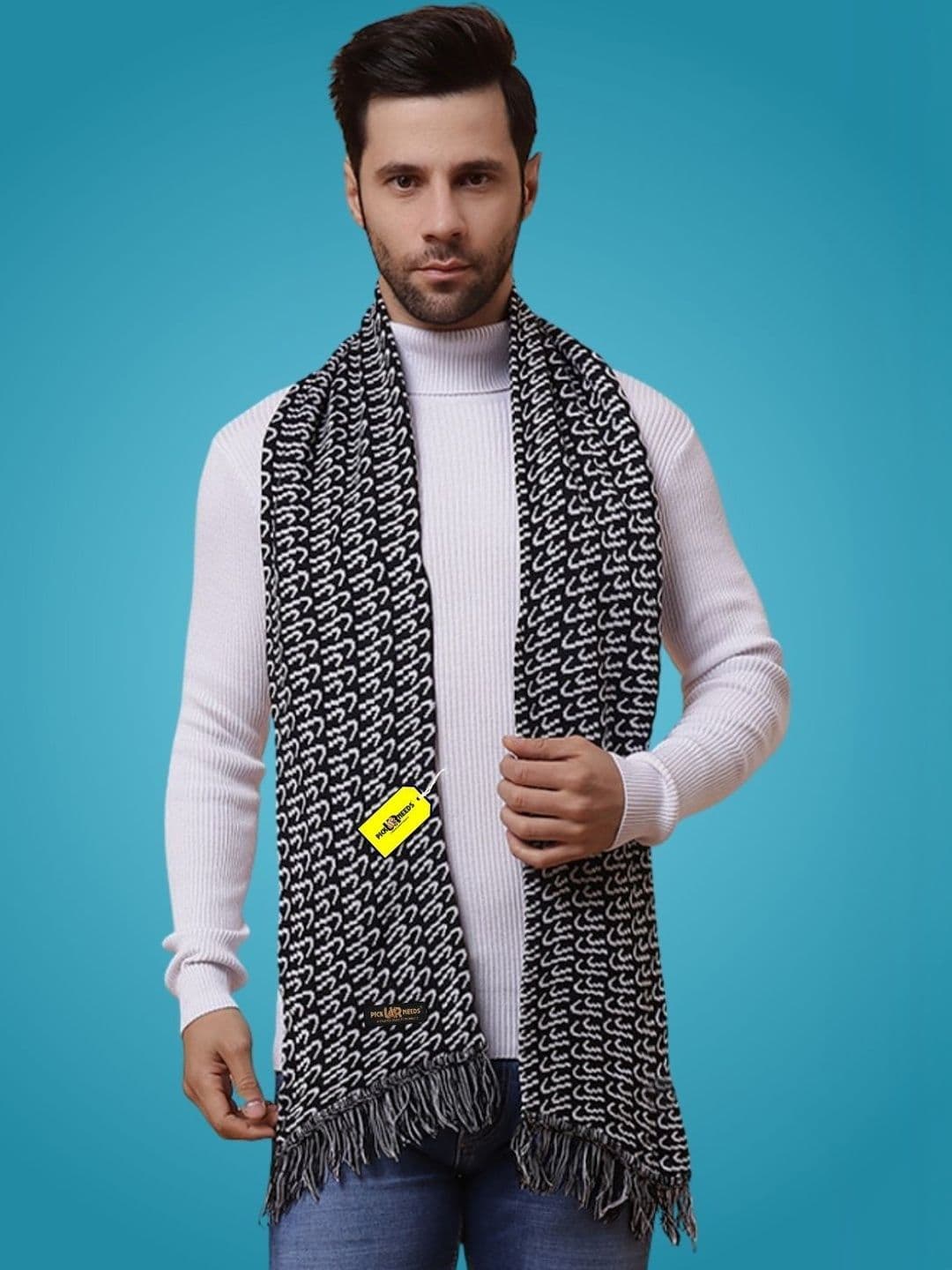 Pick Ur Needs Men Patterned Merino Wool Mufflers - view 1