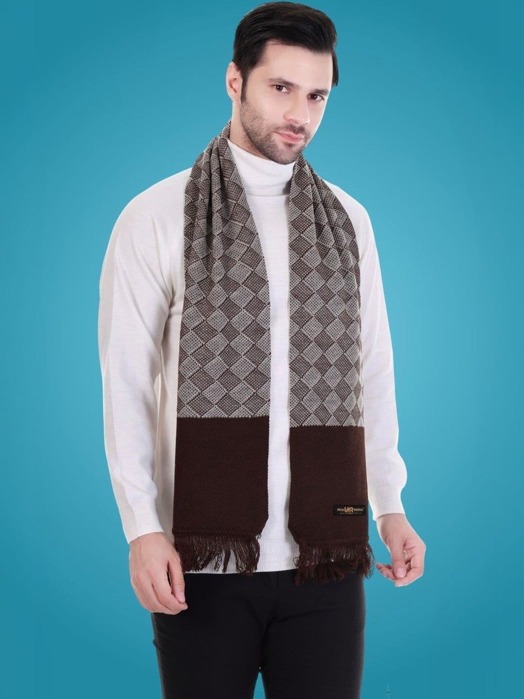 Pick Ur Needs Men Checked Merino Wool Mufflers - view 1