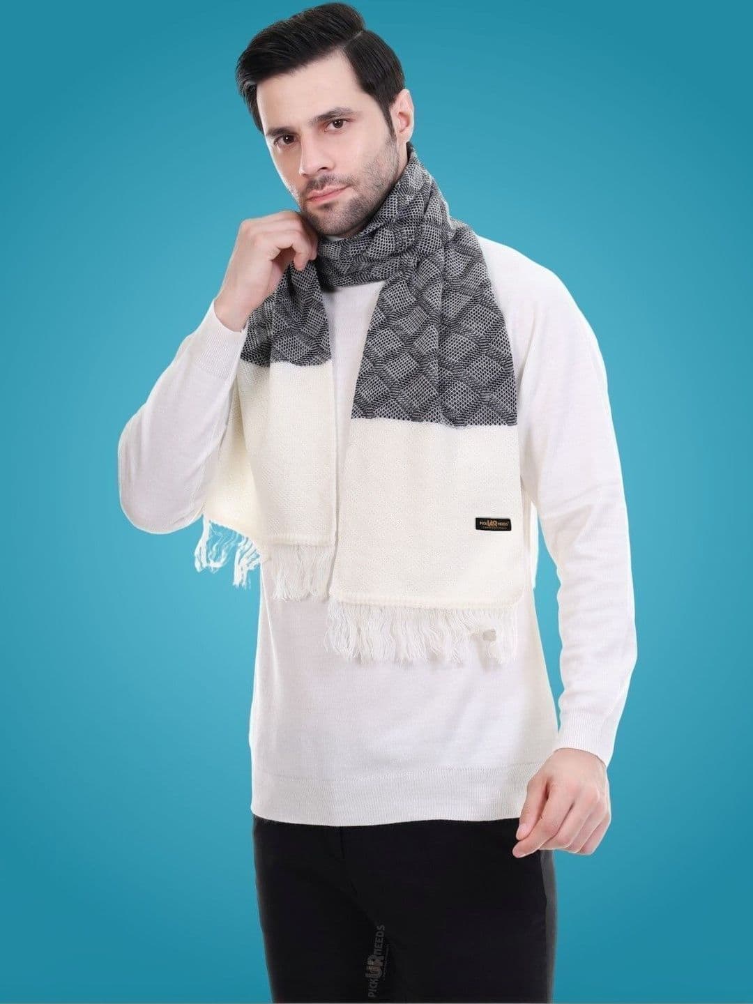 Pick Ur Needs Men Patterned Merino Wool Mufflers - view 1