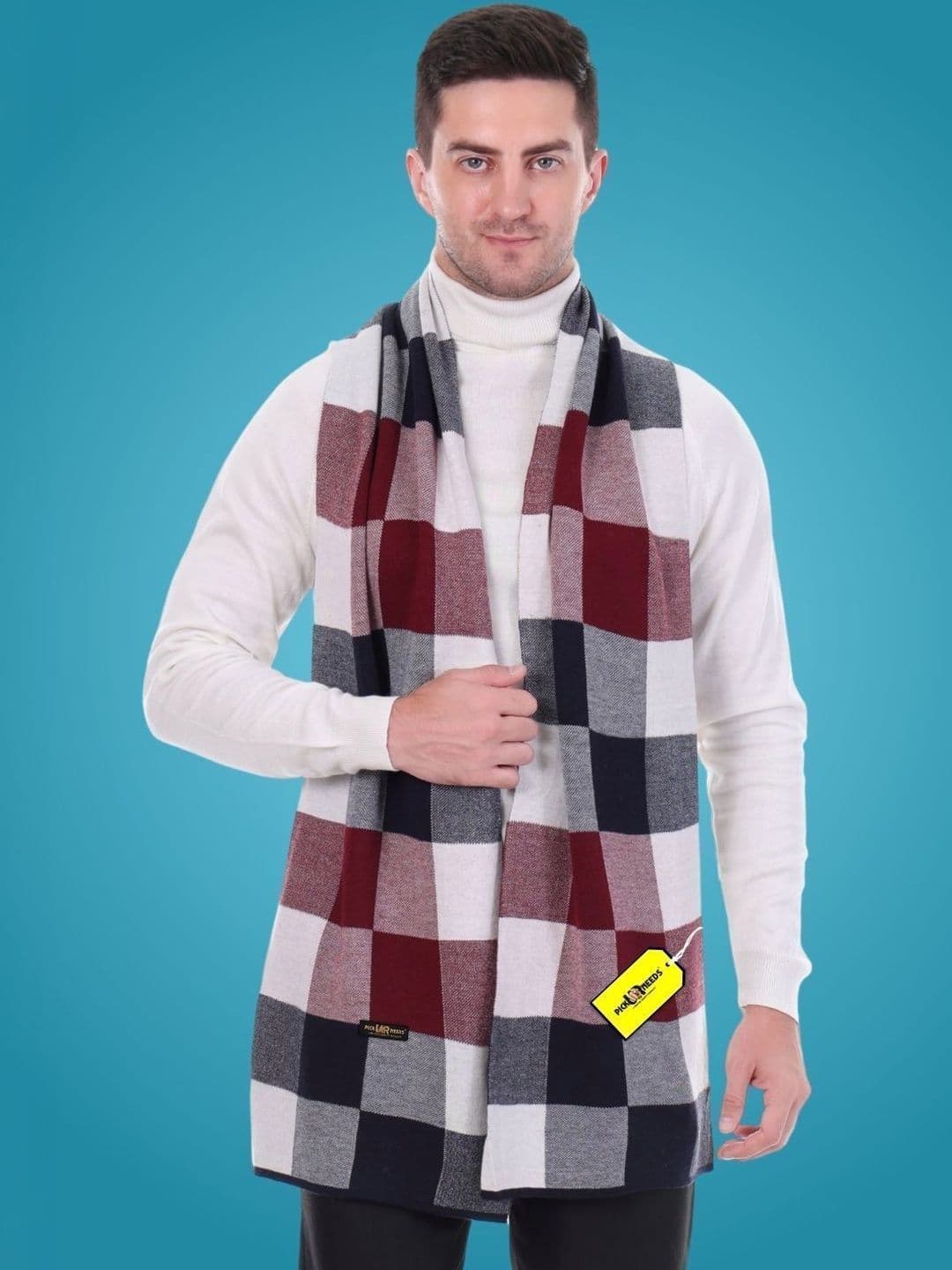 Pick Ur Needs Men Checked Merino Wool Mufflers - view 1