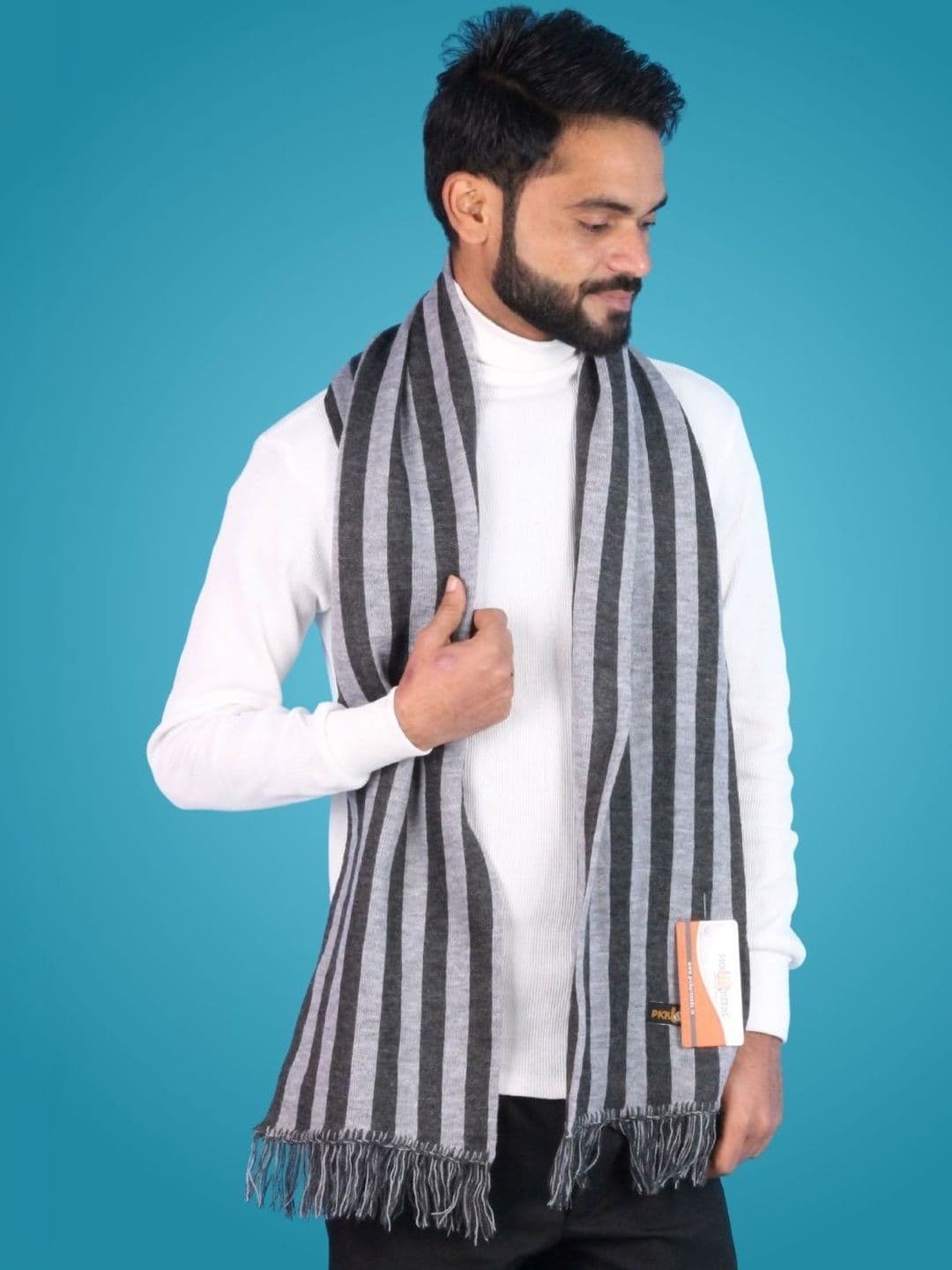 Pick Ur Needs Men Striped Merino Wool Mufflers - view 1