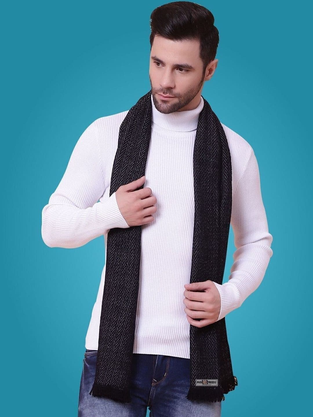 Pick Ur Needs Men Patterned Merino Wool Mufflers - view 1