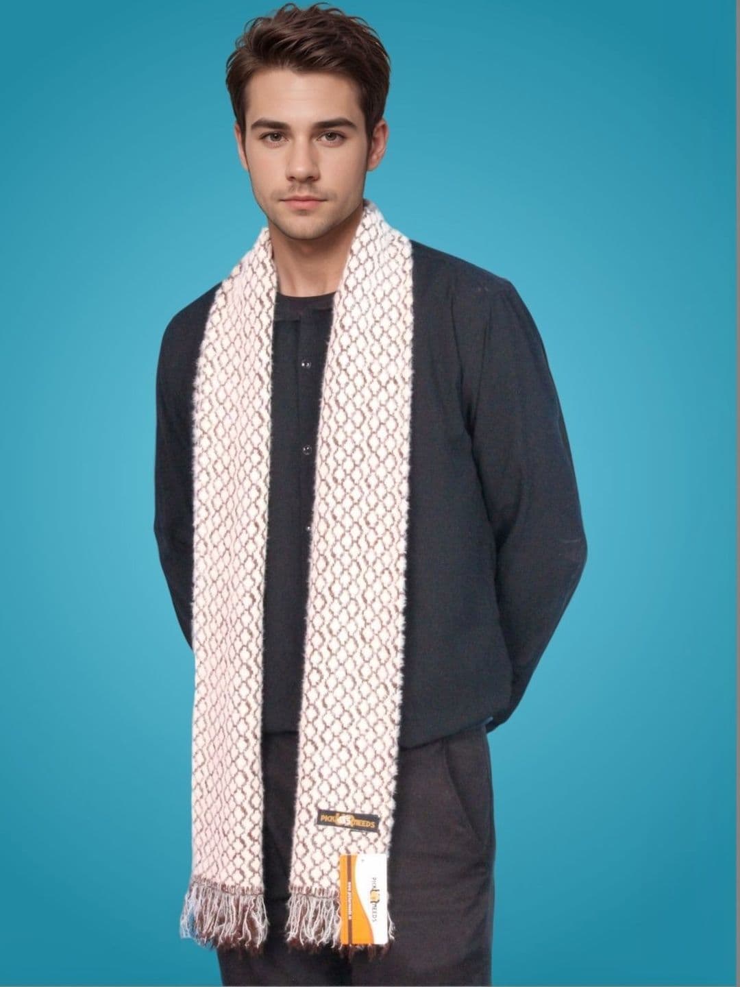 Pick Ur Needs Men Patterned Merino Wool Mufflers - view 1