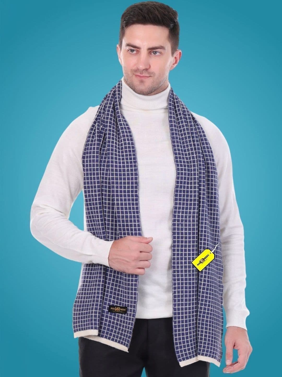 Pick Ur Needs Men Checked Merino Wool Mufflers - view 1