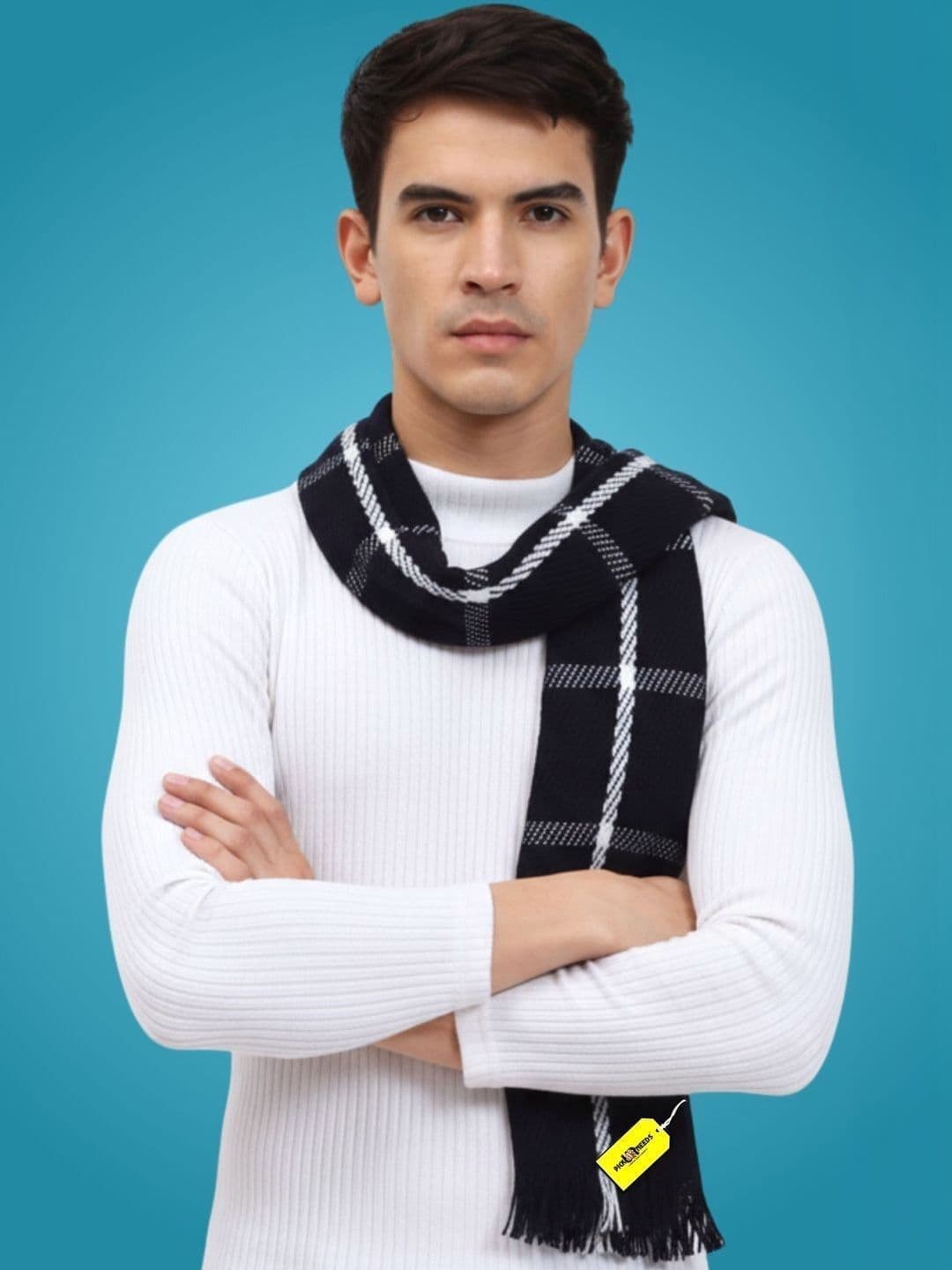 Pick Ur Needs Men Checked Merino Wool Mufflers - view 1